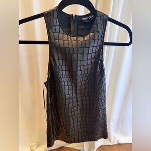 Tom Ford Black Croc Textured Sleeveless Top